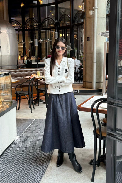 25fw Retro original denim half skirt