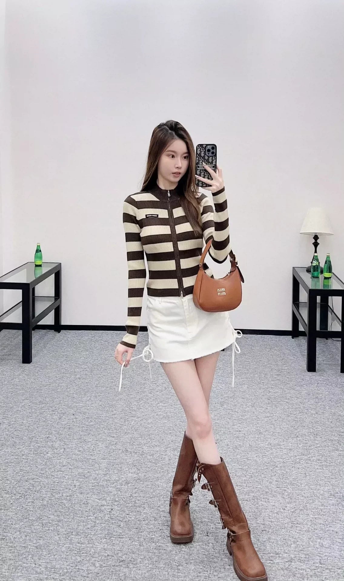 25fw Striped knitted cardigan