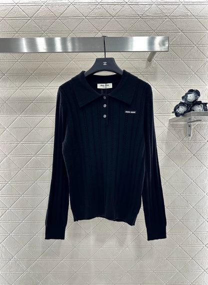 25 Fried Dough Twists lapel knitted top