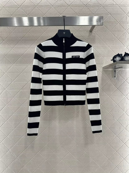 25fw Striped knitted cardigan