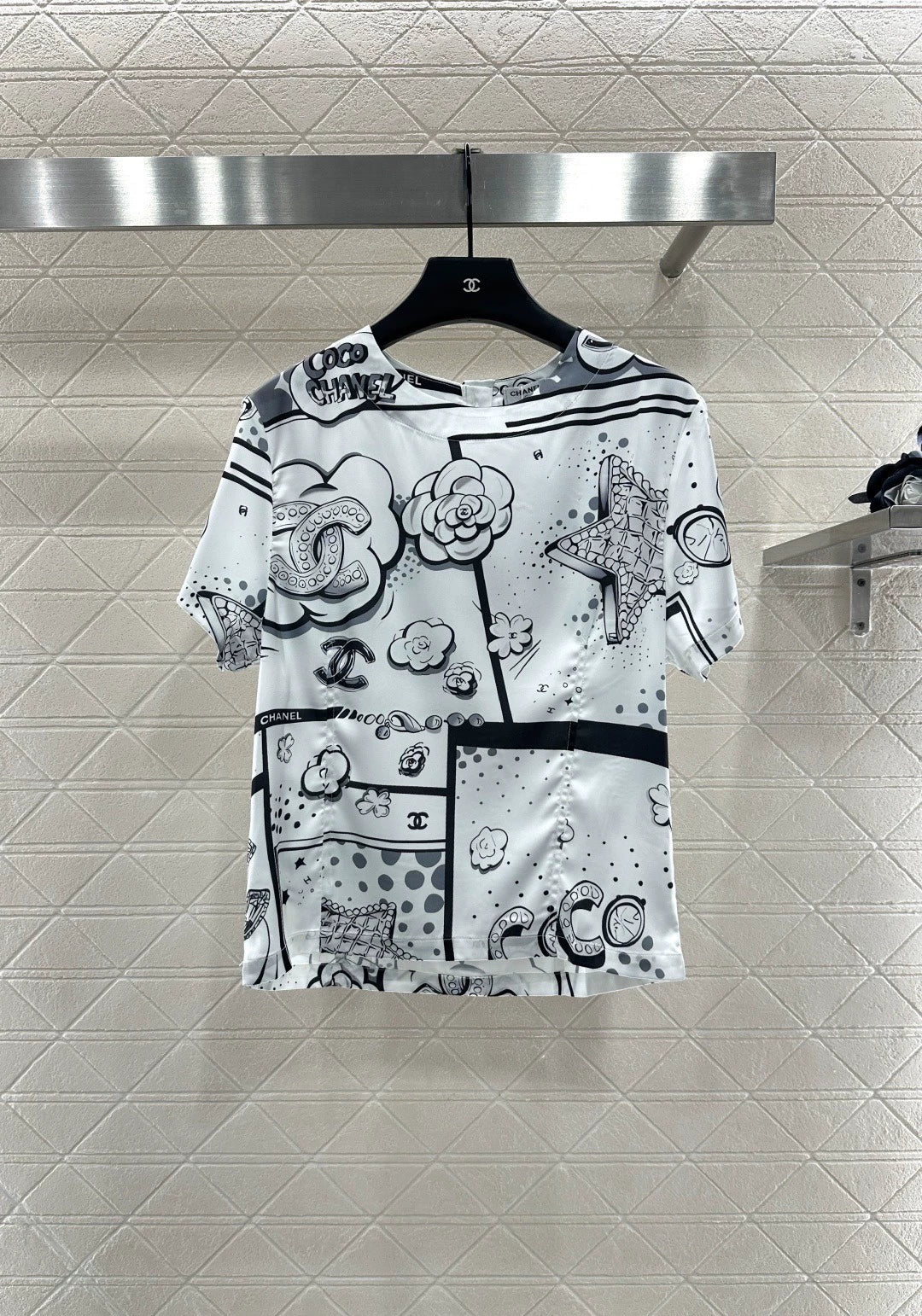 25fw Camellia round neck short sleeved shirt