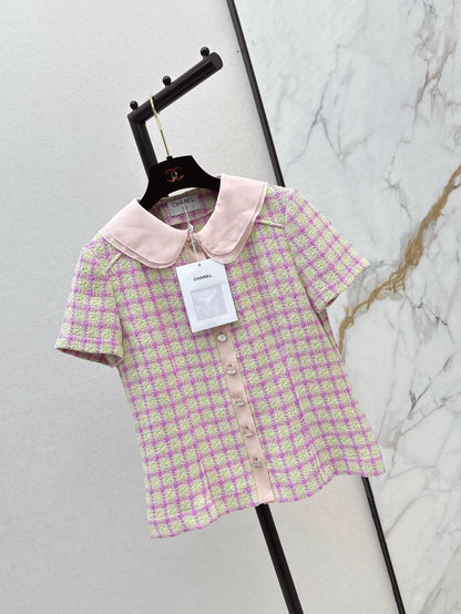 25fw Pink short sleeves with doll collar