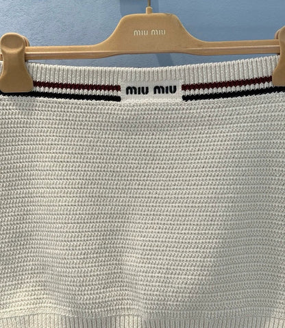 25 Summer new color matching ribbon pure cotton knitted suspender skirt suit