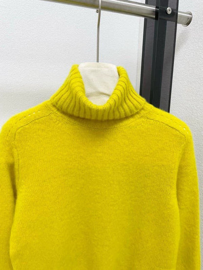 Lemon yellow soft glutinous high neck sweater