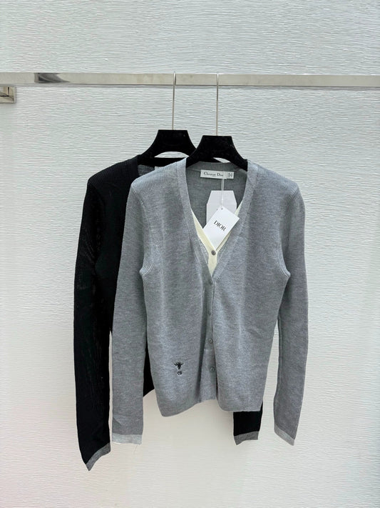 25fw Fake two knitted cardigans