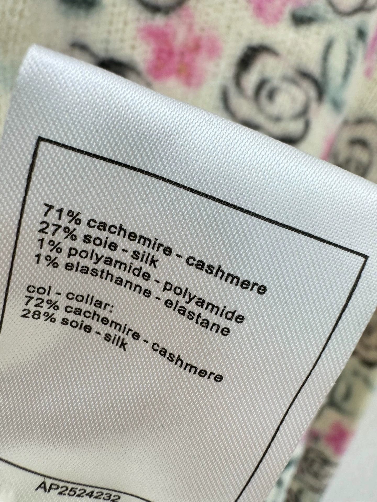 Camellia print cashmere cardigan