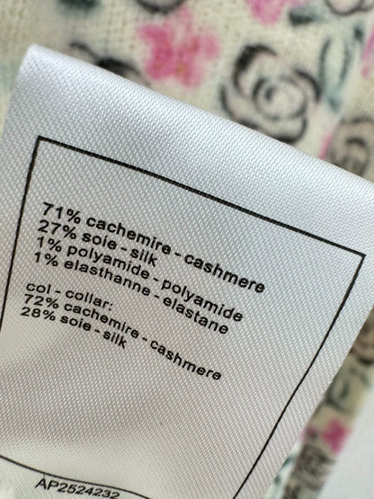 Camellia print cashmere cardigan