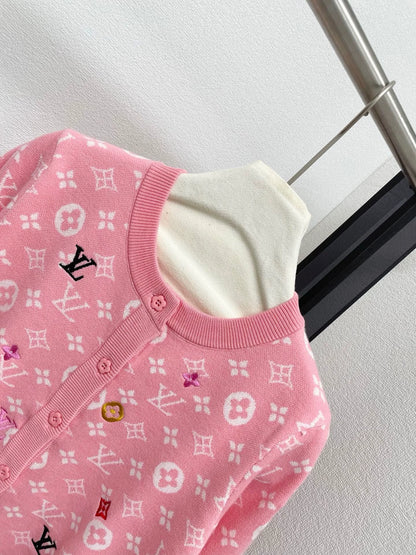 25fw Full printed vintage knitted cardigan