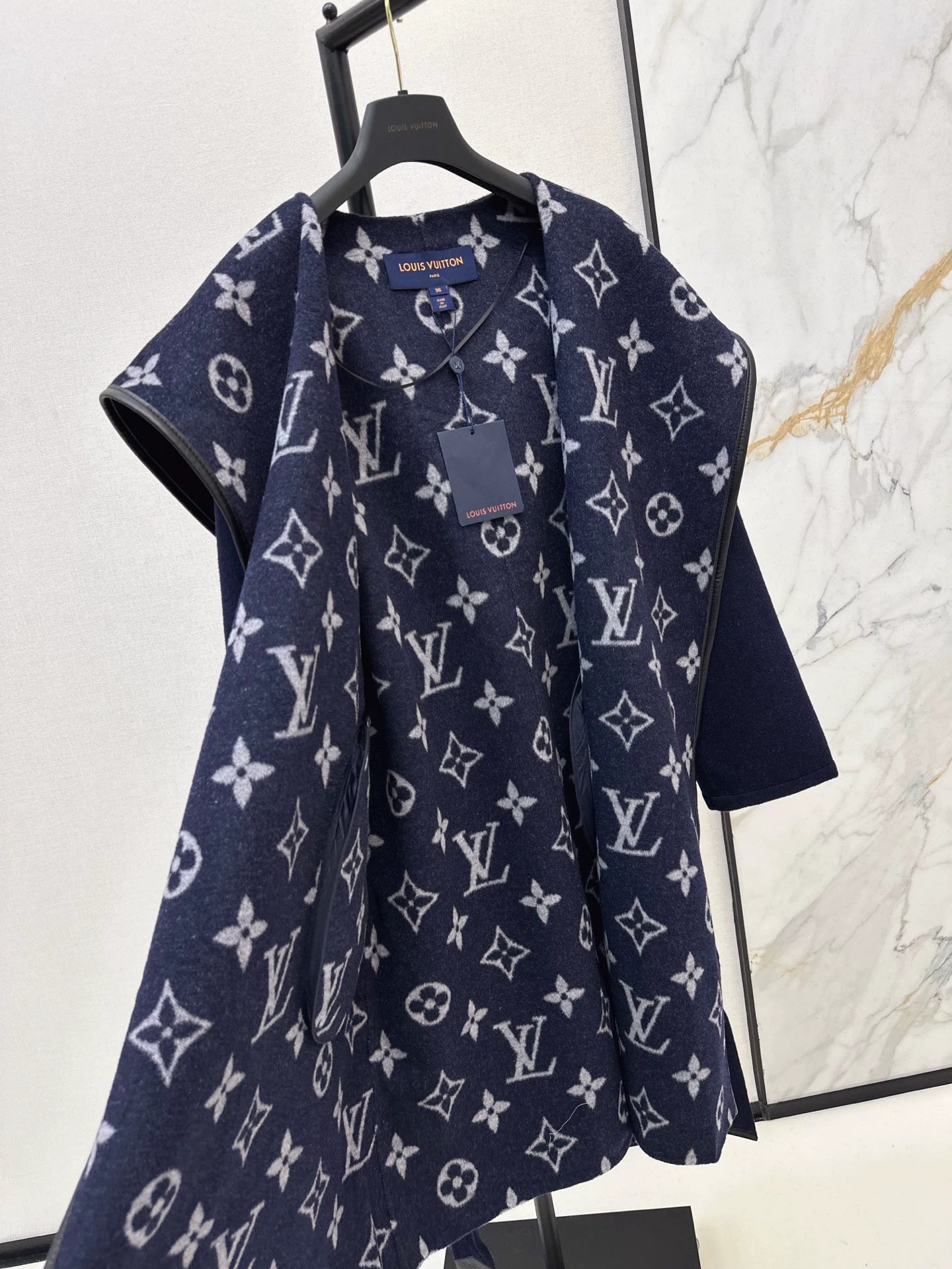 Double sided wearable classic wrap style long hooded coat