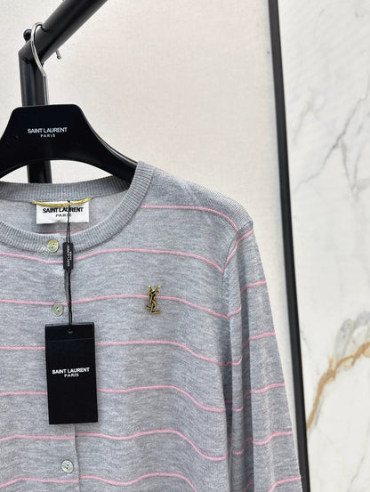 25fw Striped knitted cardigan