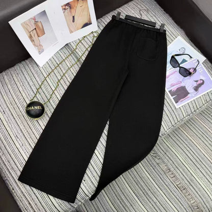 Wool knitted straight leg pants
