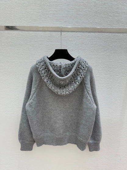 25fw Hooded knitted cardigan