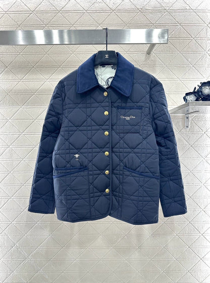 Corduroy collar rattan plaid cotton jacket