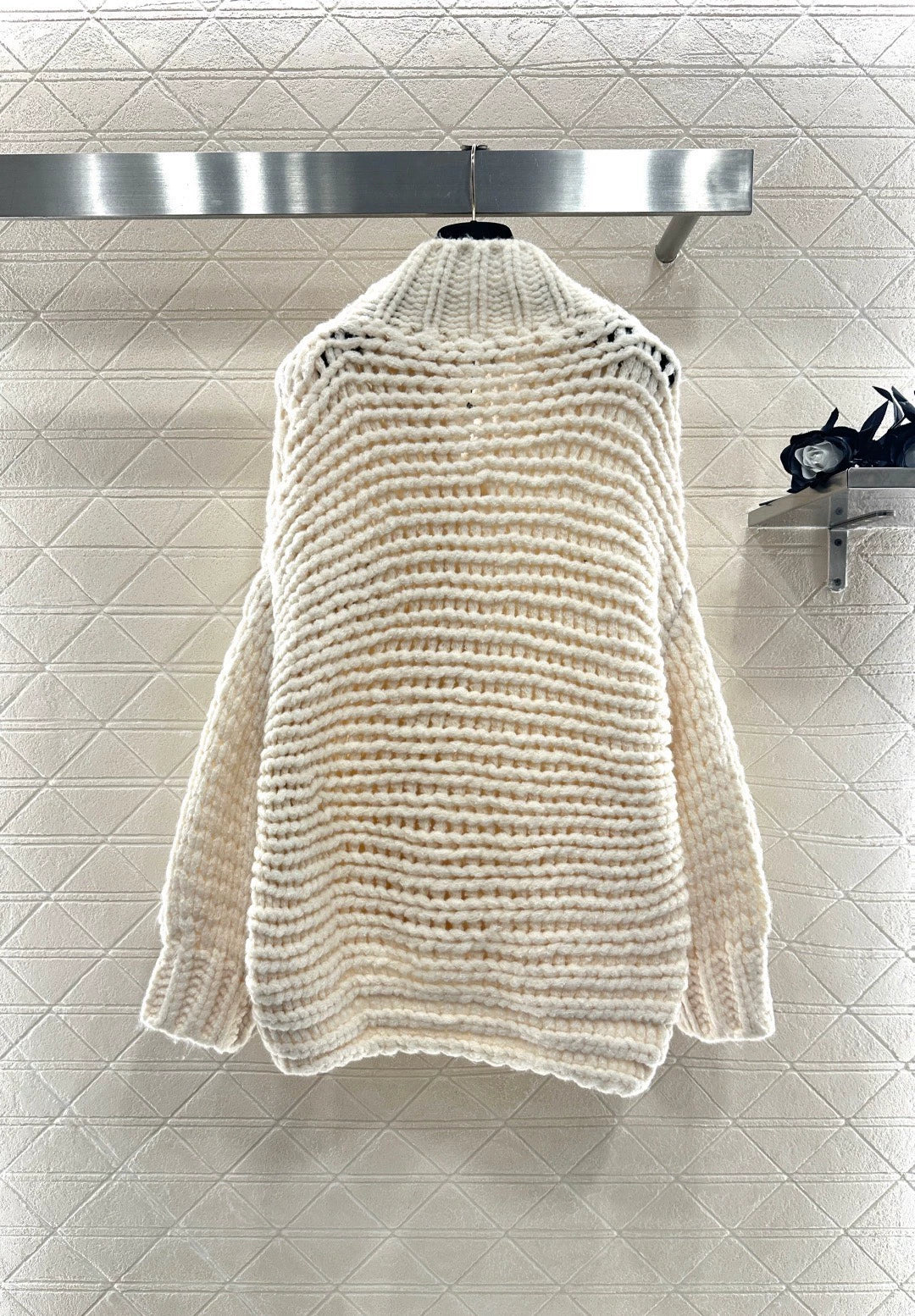 Openwork Letter Knit Cardigan