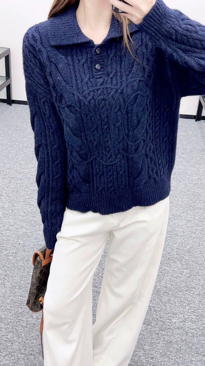 Ce 25 Crochet lapel knitted top