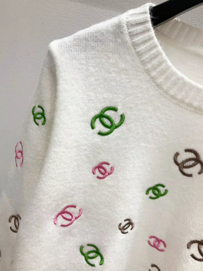 25fw Full printed embroidered sweater