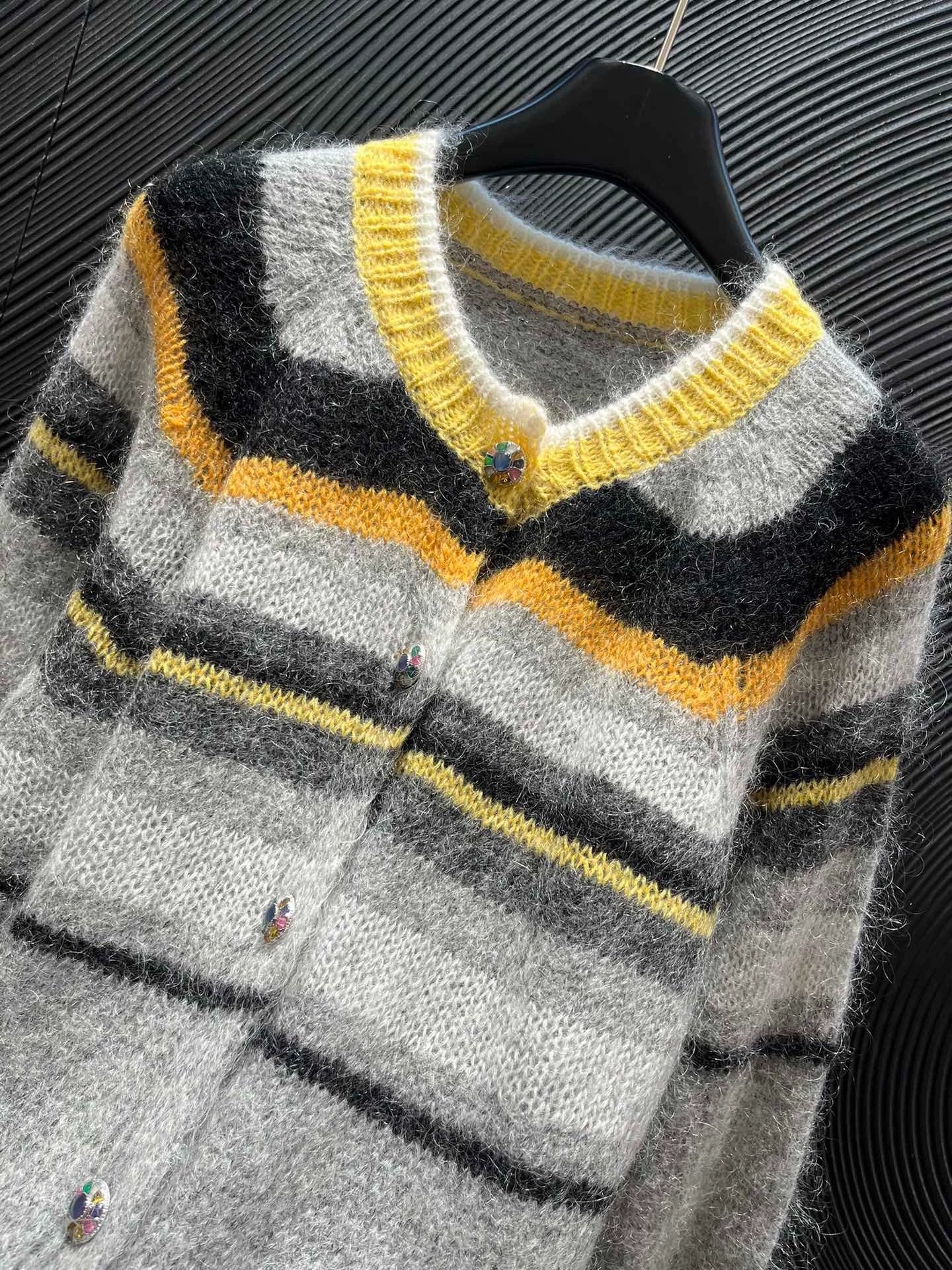 Striped mohair cardigan