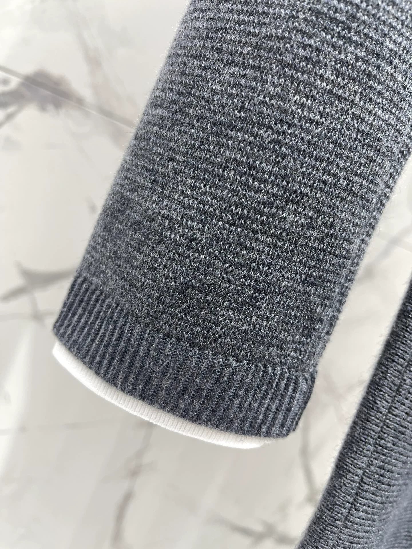 25fw Hook flower contrasting lapel long sleeved knitted dress