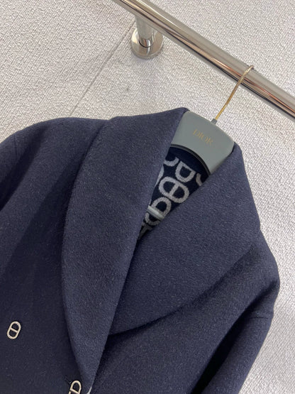 Pig nose button medium long cashmere coat