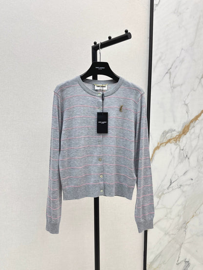 25fw Striped knitted cardigan
