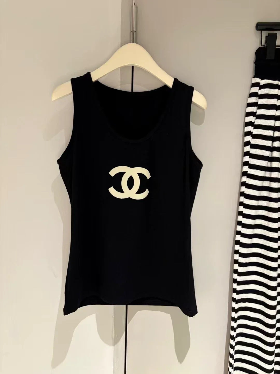 25 Summer new vest + striped pants suit