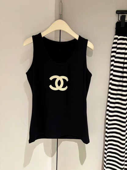 25 Summer new vest + striped pants suit