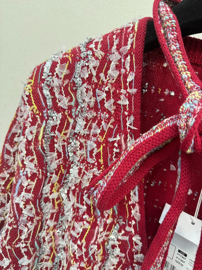 Red tassel knitted cardigan