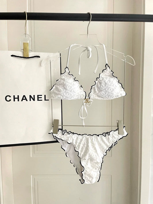 25 New bikini terry logo split swimsuit