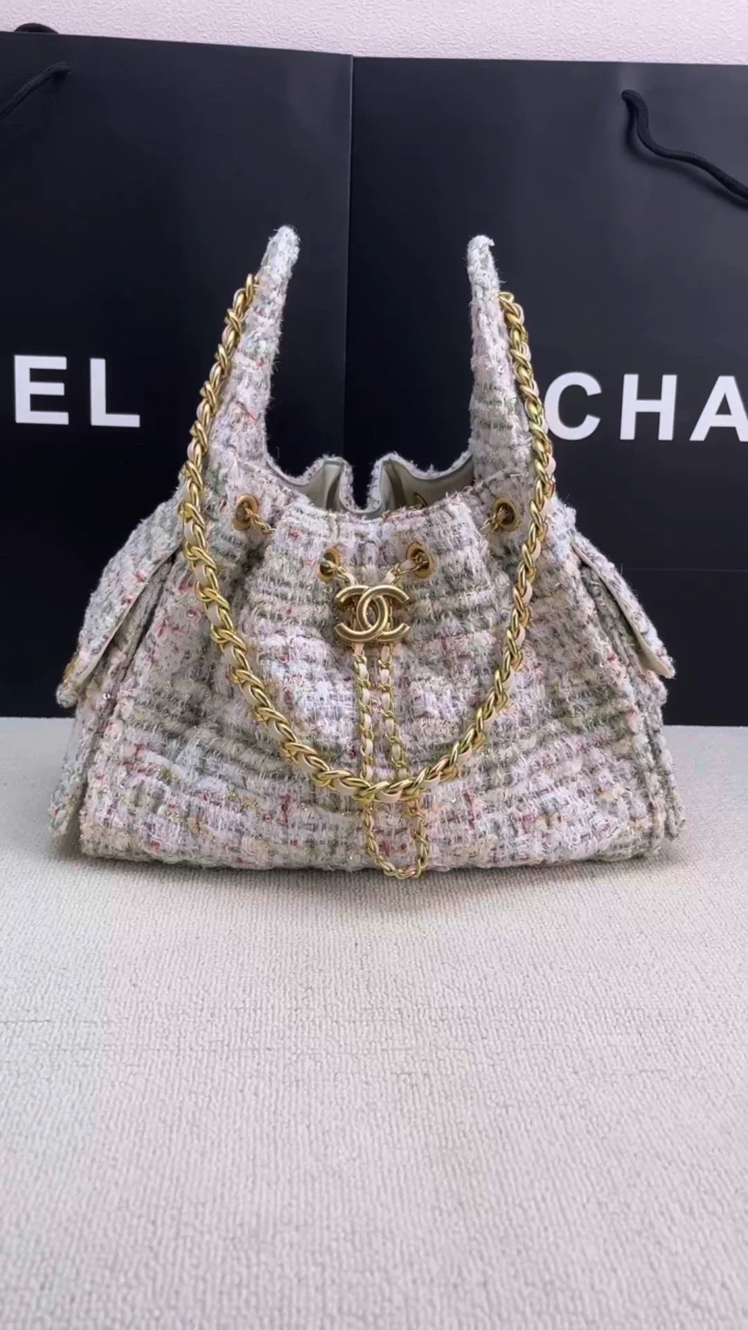 25C suede hippie bag (beige）