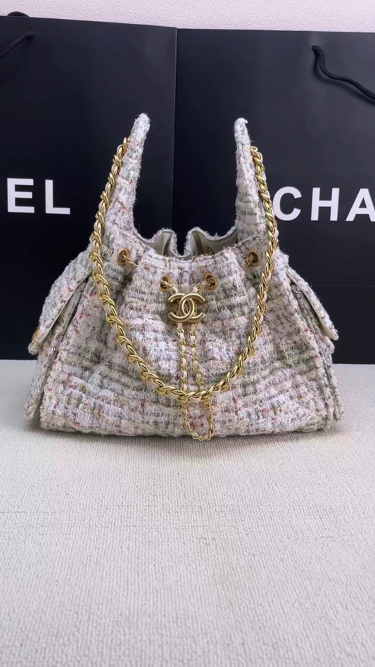 25C suede hippie bag (beige）