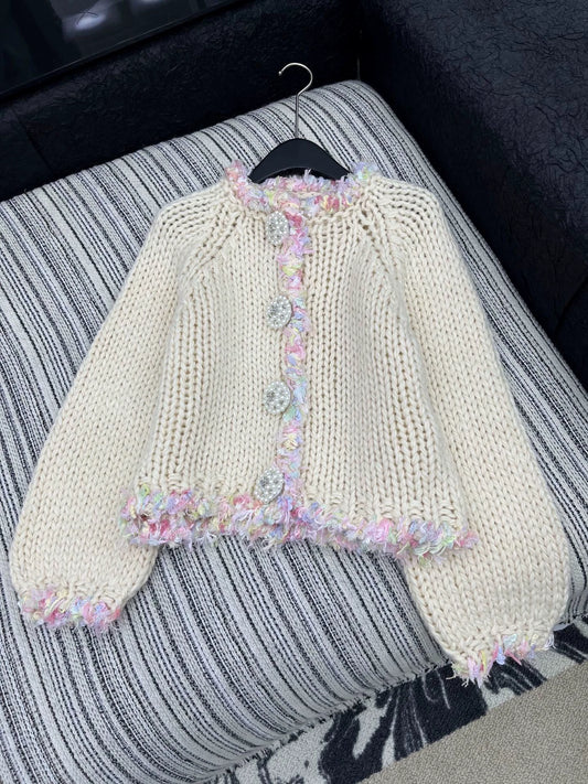 25fw Big diamond button round neck jacket