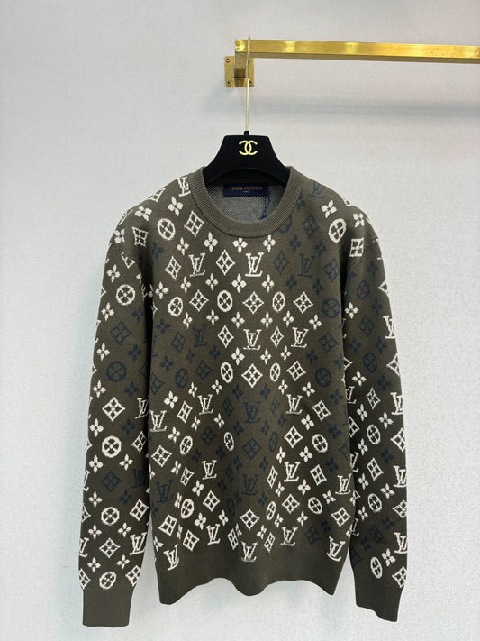 Full printed vintage knitted pullover sweater