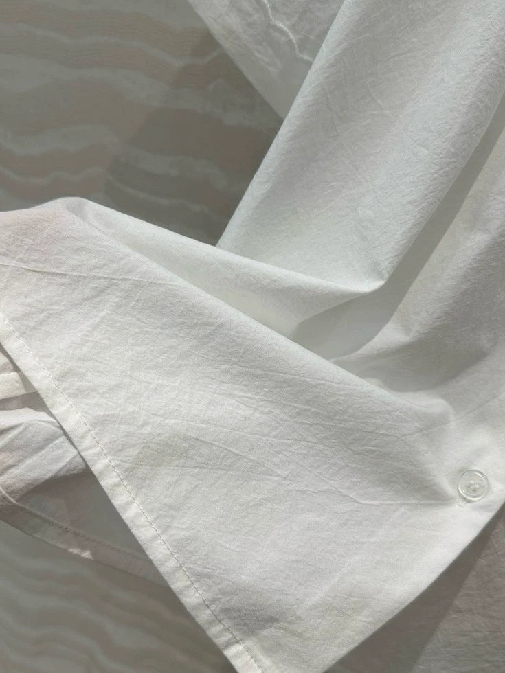 College style double-layer collar white shirt