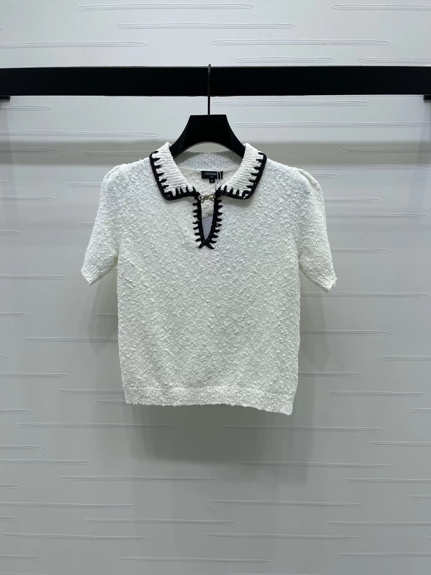 Color blocking lapel short sleeved shirt