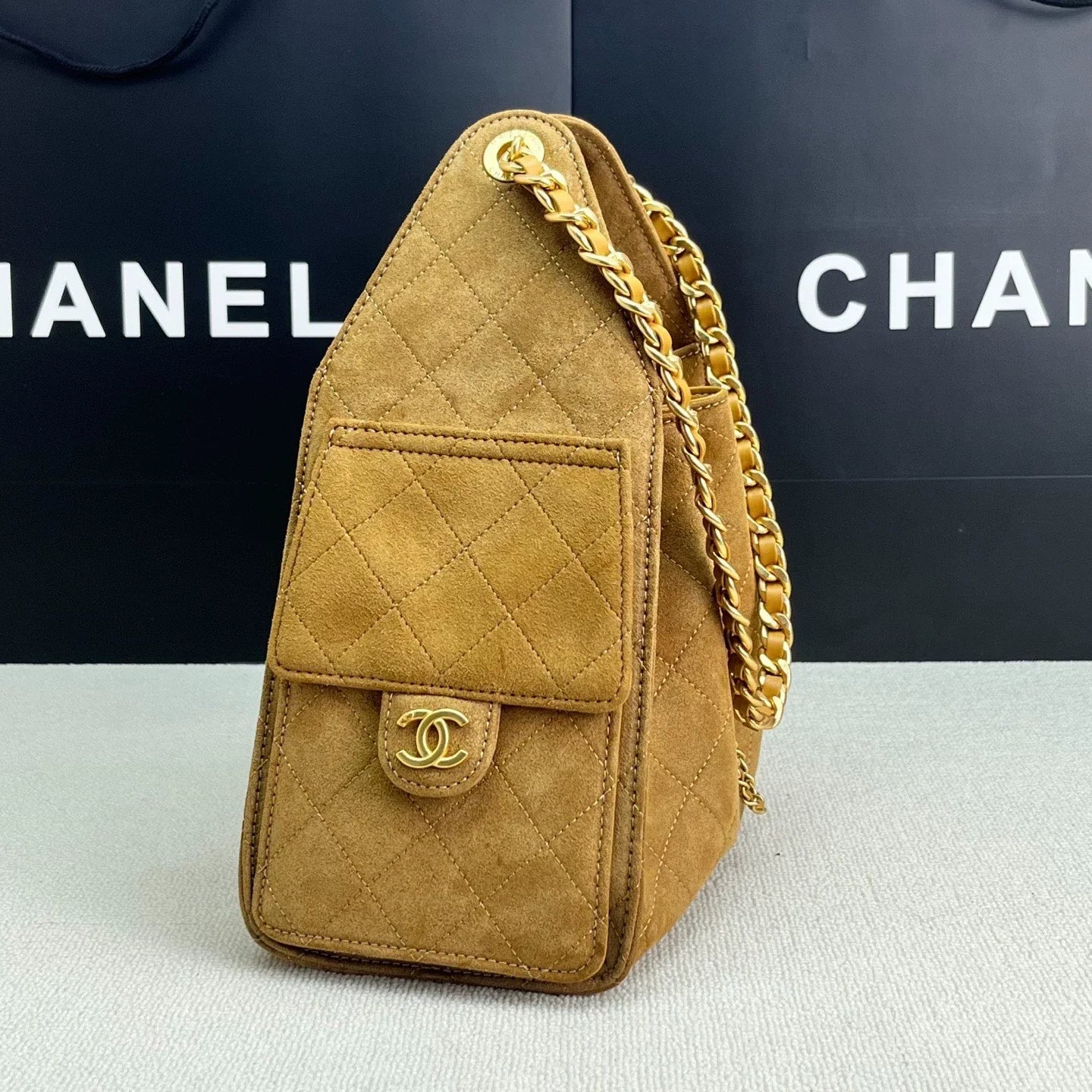 25C suede hippie bag (apricot）