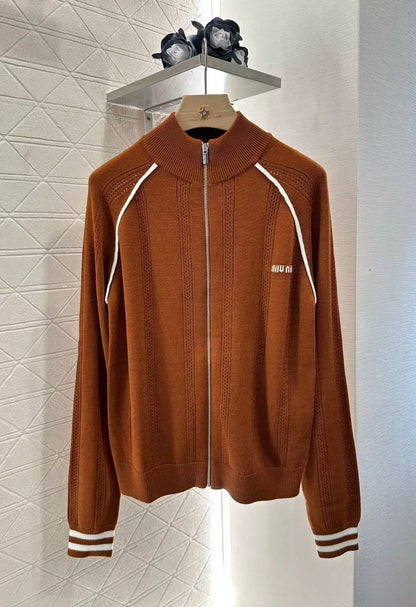 25 Early Autumn New Knitted Long Sleeve Zipper Jacket