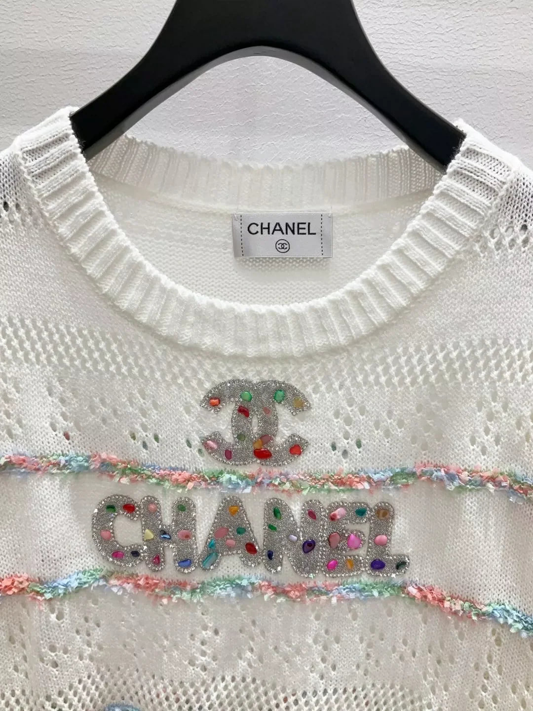 25fw Hollow out rhinestone sweater