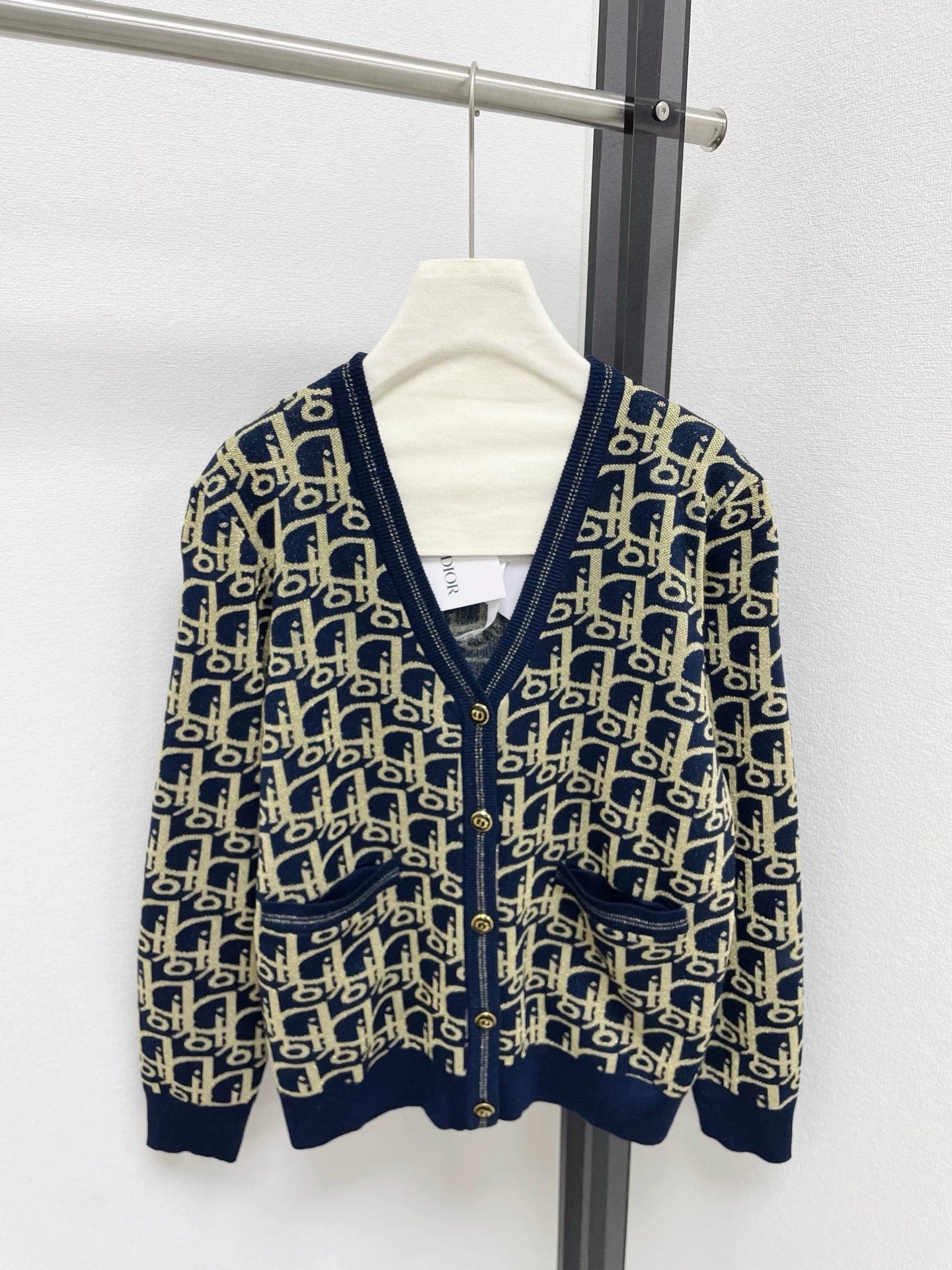 25fw Full printed logo knitted cardigan