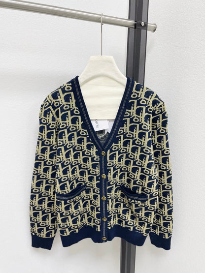 25fw Full printed logo knitted cardigan