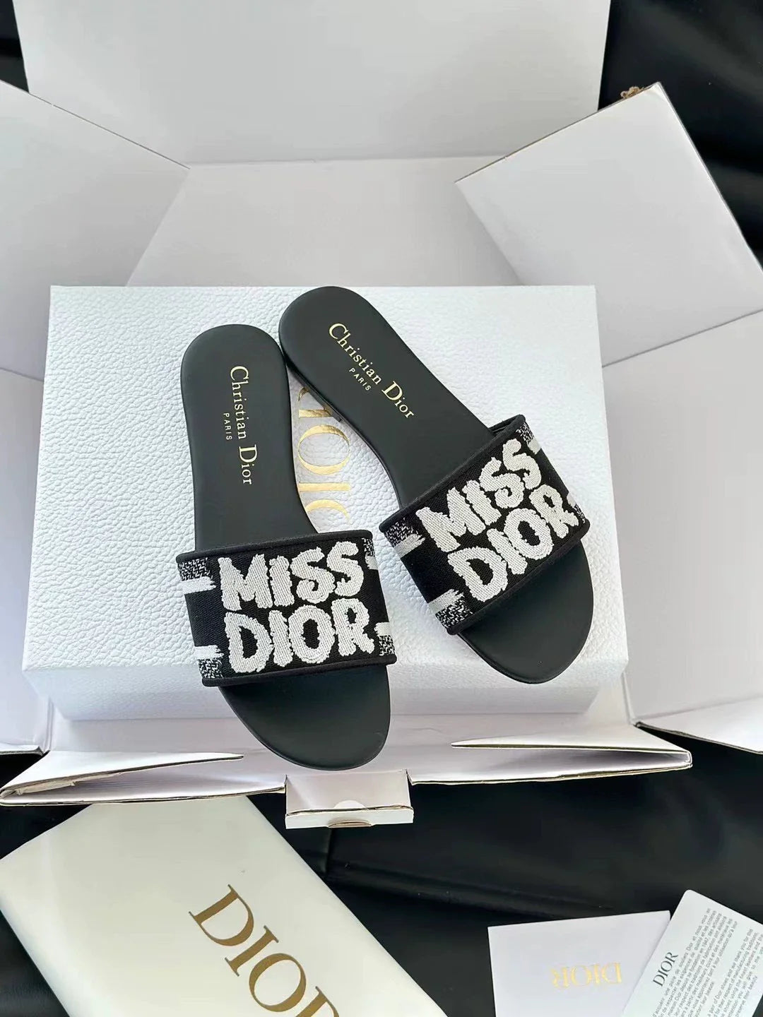 Embroidered letter slippers