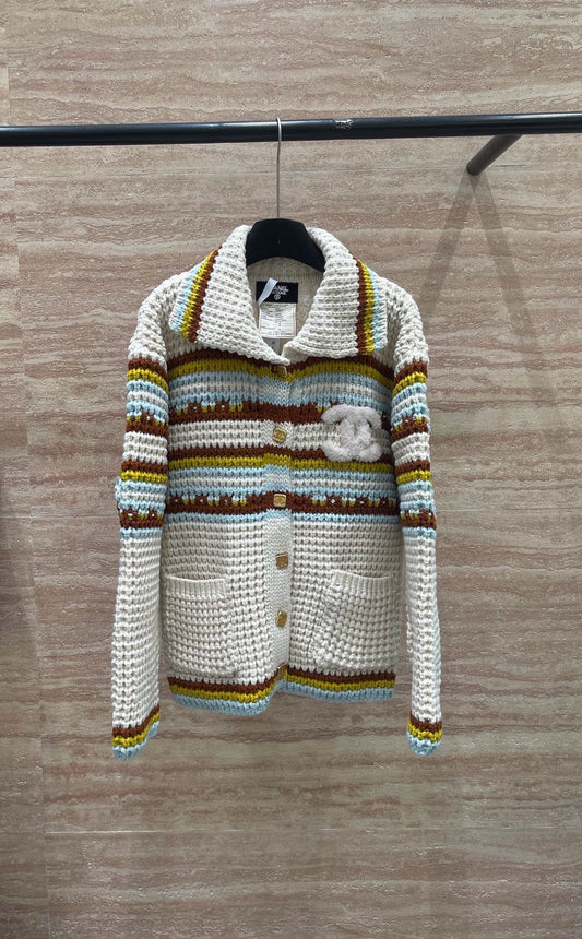 Vintage striped knitted cardigan