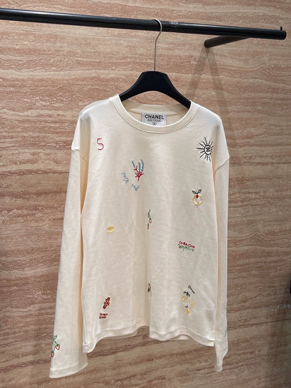 25fw Embroidered pattern long sleeved shirt (vintage series)