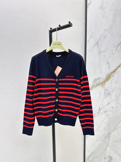 25fw Striped knitted cardigan