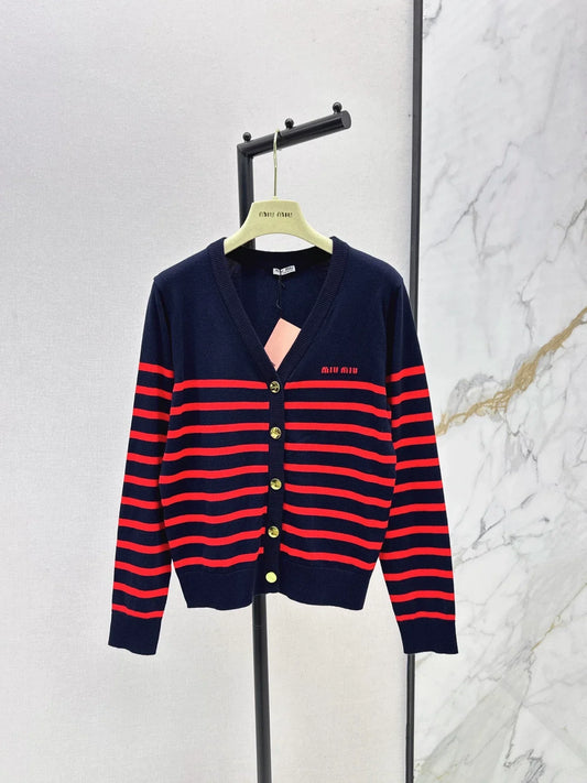 25fw Striped knitted cardigan