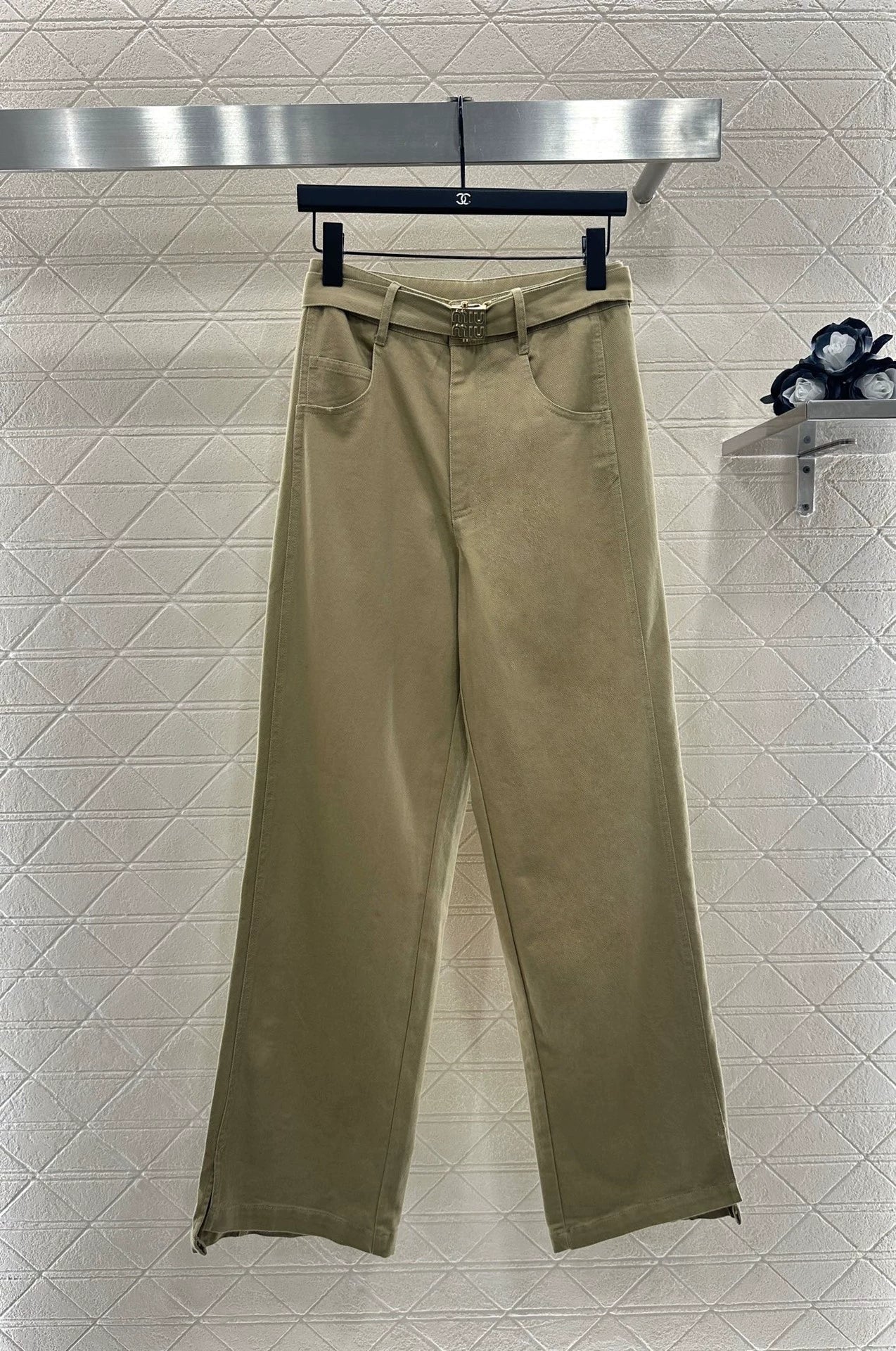 25fw Belt casual wide leg pants