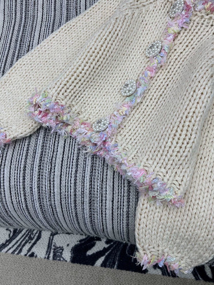 25fw Big diamond button round neck jacket