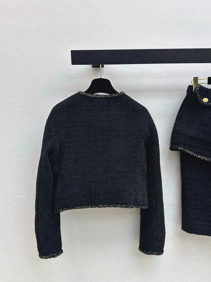 Knitted jacket+fake two-piece design with hip hugging skirt