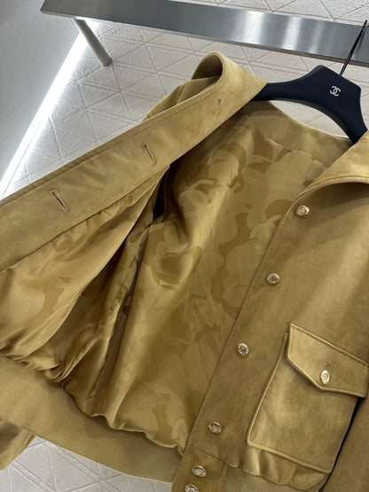 Flip collar suede jacket jacket