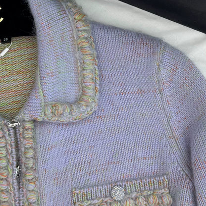 25fw Purple knitted cardigan