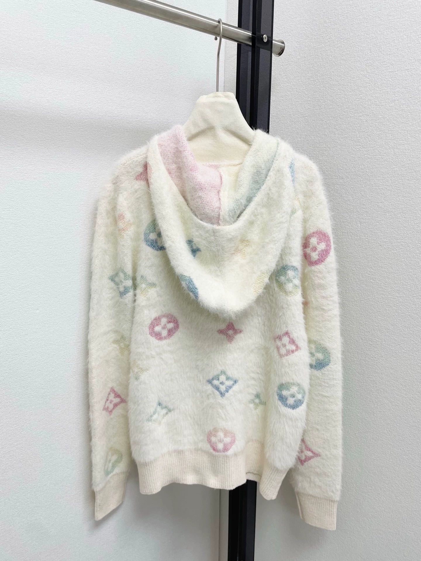 25fw Old flower hooded zipper cardigan